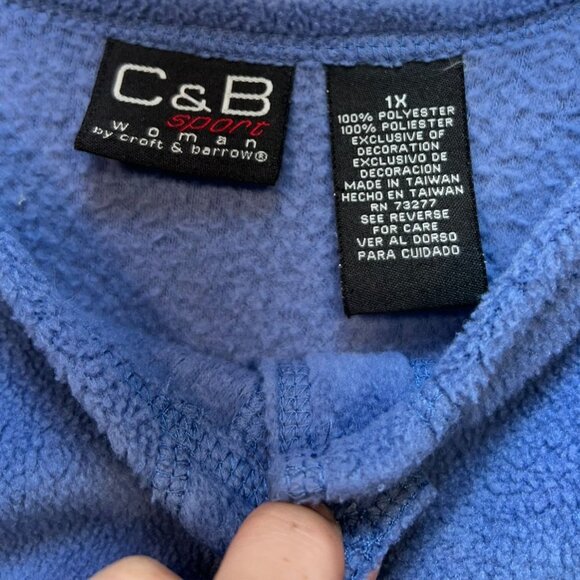 Croft & Barrow C&B Sport Womens Cardigan Sweater Sze 1X Blue Fleece Button Up - Picture 2 of 12